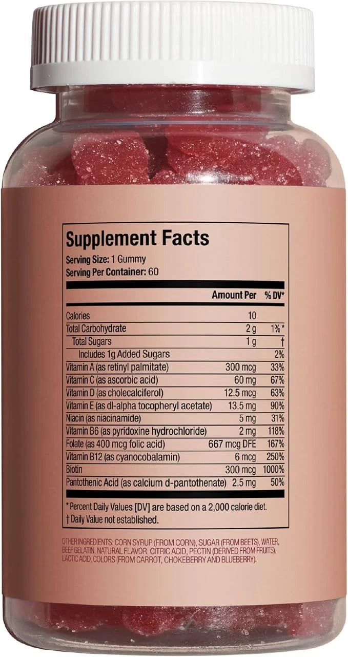 HIMS & HERS biotin Builder Gummy with Vitamins B12, B6 and D, Gluten Free, no Artificial sweeteners or Flavors, Wild Cherr...