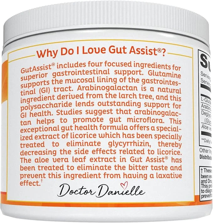 Doctor Danielle Gut Assist - Leaky Gut Repair Supplement Powder - Glutamine, Arabinogalactan, Licorice Root - Supports IBS...