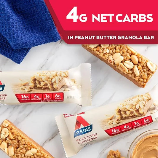Atkins Peanut Butter Granola Protein Meal Bar, High Fiber, 16g Protein, 1g Sugar, 4g Net Carb, Meal Replacement, Keto Frie...