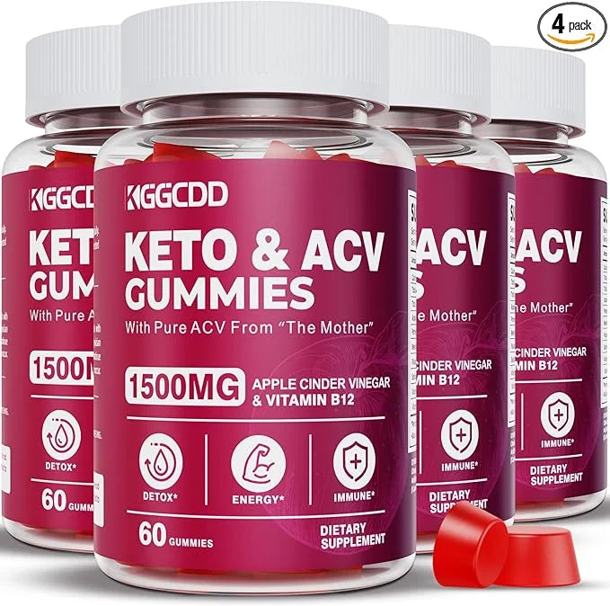 (4 Pack) Keto ACV Gummies Extreme 1500MG Keto Gummies Apple Cider Vinegar Formulated with Pomegranate Beet Juice Powder B1...