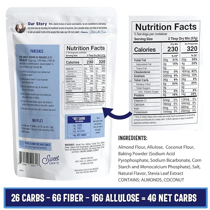 SWEET LOGIC Keto Pancake and Waffle Mix | Delicious Keto Baked Goods With Just 1-2G Net Carbs Per Serving | Gluten Free, N...