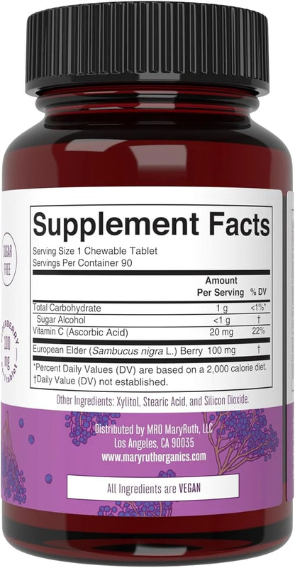 MaryRuth's Elderberry + Vitamin C Chewable Tablets 3 Month 90 Servings