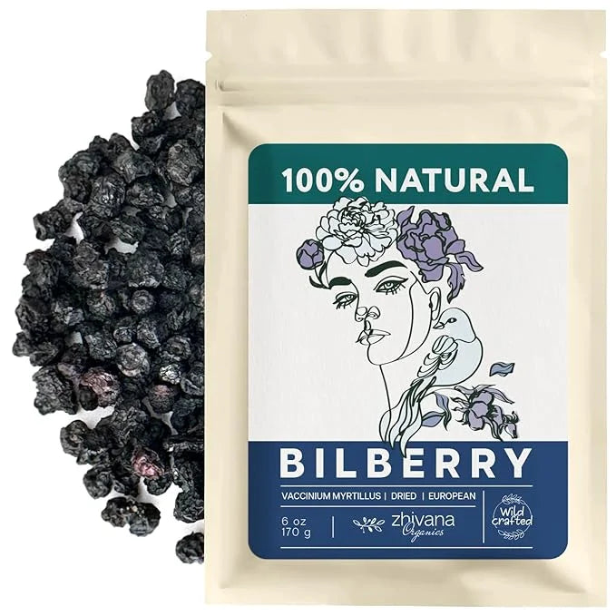 Wild Bilberry Dried Fruits (6 oz.) – Bilberry Tea - Superfood berries -Whortleberry (Vaccinium myrtillus) - Antioxidant, I...