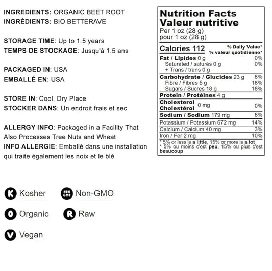 Food to Live Organic Beet Root Powder, 1 Pounds — Non-GMO, Raw, Kosher, 100% Pure, Vegan Superfood, Bulk, Rich in Iron and...