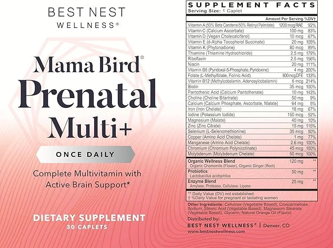 Best Nest Wellness Mama Bird Prenatal 30 Caplets (30 Servings)