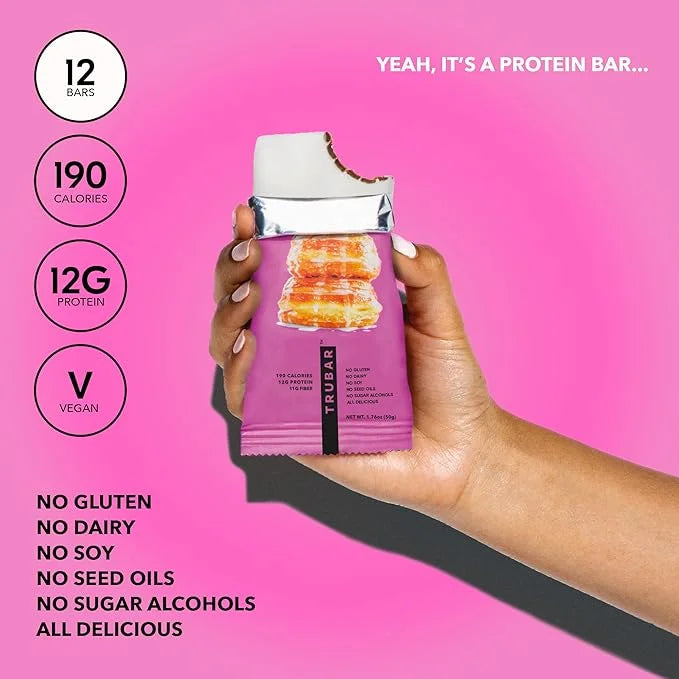 TRUBAR Vegan Protein Bar, Daydreaming About Donuts, Gluten Free, Plant Based Protein, Dairy Free, Non GMO, Soy Free, No Su...