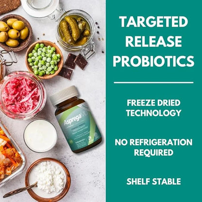 Asprega 30CT - Probiotic + Prebiotic Supplement | 17 Strains, 35 Billion CFUs | Delayed Release | Saccharomyces Boulardii ...