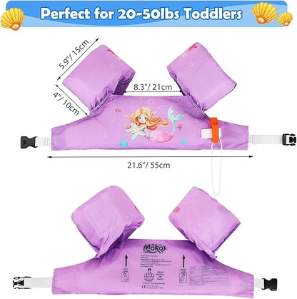 Moko Toddler Swim Vest for Kids, 20-50 lbs/22-66 lbs Clearance Swim Arm Band Cartoon Swimming Wings Pool Float Vests Sleev...
