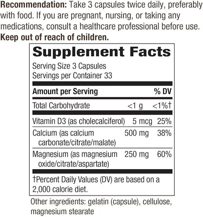 Nature's Way Calcium-Magnesium-Vitamin D Capsules, Supports 100 Capsules