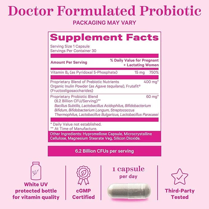 Pink Stork Prenatal Probiotics for Women B6 and 30 Capsules