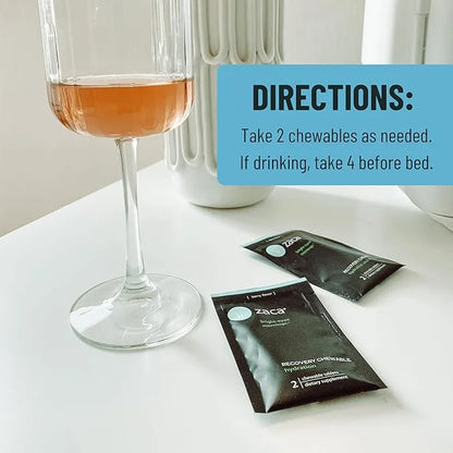 Zaca Recovery Chewable Supplement | Hydrate + Revive | Party, Travel, Exercise & Altitude | Sugar Free & Gluten Free | Mix...