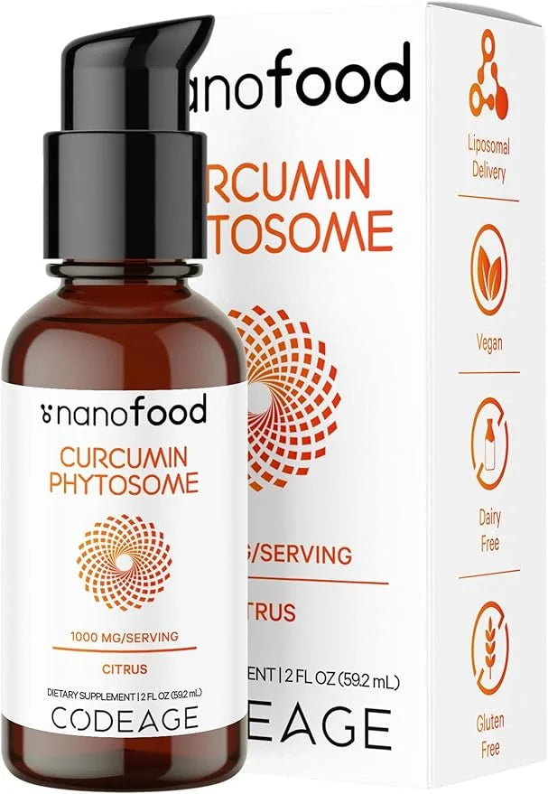 Codeage Liposomal Curcumin Phytosome Liquid Supplement, Turmeric Curcumin Vegan Liquid Drops, Plant-Based Curcuma Longa Dr...