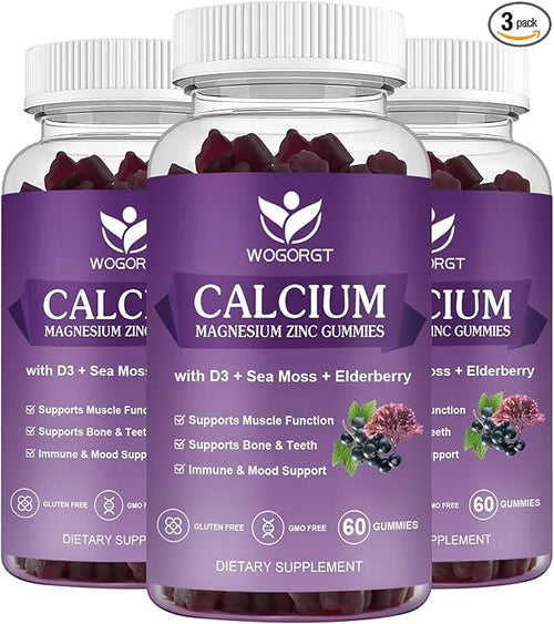 Calcium Magnesium Zinc Gummies with Vitamin D3 60 Gummies (3 Pack)