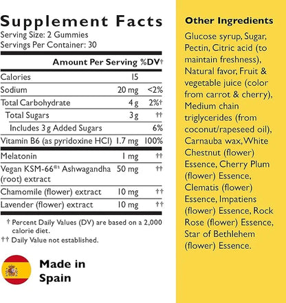 Bach RESCUE PLUS Sleep & Stress 1mg Melatonin, B6, Natural 60 Count