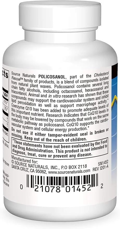 Source Naturals Policosanol with Coenzyme Q10 10 Mg 60 Count