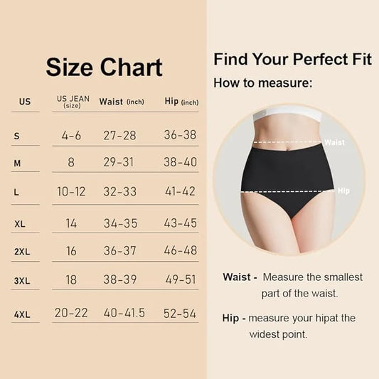 BATTEWA Incontinence Underwear for Women Seamless 50ml，Black，2X-Large