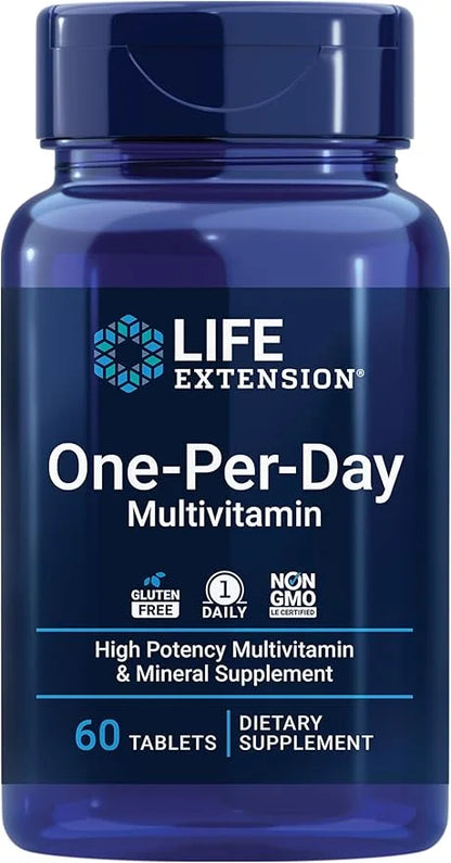 Life Extension One-Per-Day Multivitamin – Packed 25 Vitamins, 5-MTHF Folate 1-Daily, Non-GMO, 60 Tablets