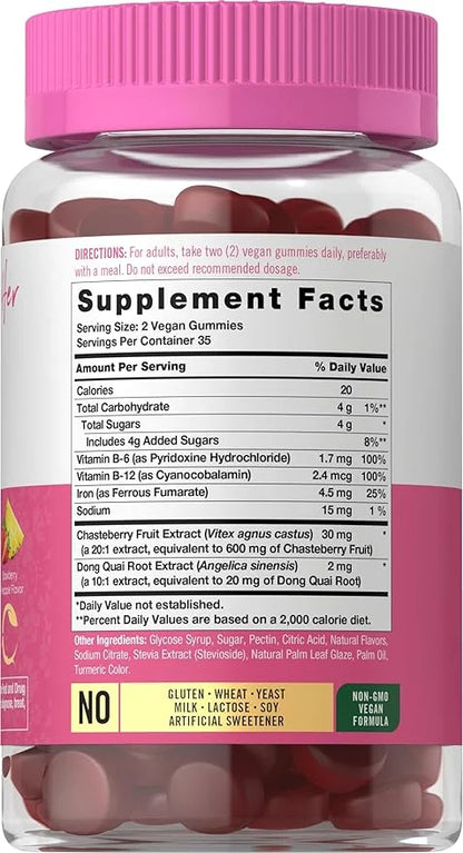 Carlyle Hormonal Balance for Women & PMS Supplement | 70 Gummies | Vitamin Complex | with Iron | Vegan, Non-GMO, Gluten Fr...