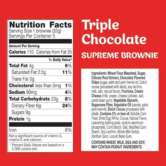 Fiber One Supreme Brownies, Triple Chocolate, Snack Bars, 1.13 oz, 5 ct (Pack of 8) - Product Image