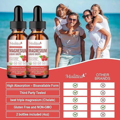 Magnesium Glycinate Liquid Drop - Triple Absorption Supplement to Support Nerves, Night, Heart, Muscles * -Sugar-Free with...