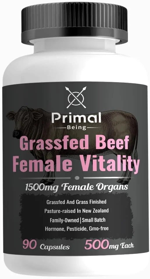 Primal Being Grassfed Beef Female Vitality Supplement- Supports Hormonal Health, Fertility, Inflammation, Energy - 90 Caps...