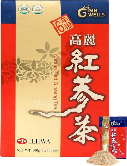 ILHWA Korean Red Ginseng Tea (300g, 0.11oz X 100 sachets) 6 Years Rg1+Rb1+Rg3