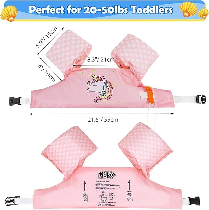 Moko Toddler Swim Vest for Kids, 20-50 lbs/22-66 lbs Clearance Swim Arm Band Cartoon Swimming Wings Pool Float Vests Sleev...