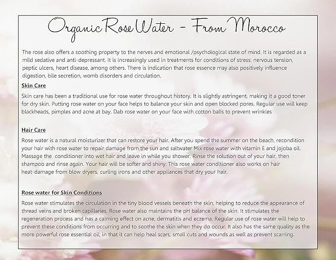 PACK of 3 Premium Organic Moroccan Rose Water - 4oz - Imported From Morocco - 100% Pure (Food Grade) No Oils or Alcohol - ...