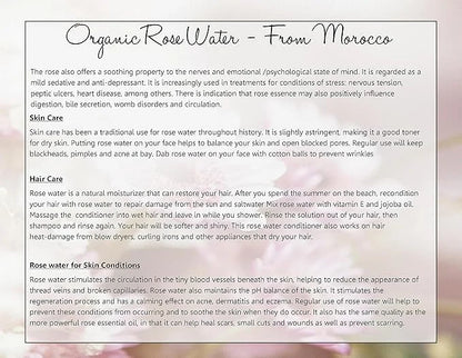 PACK of 3 Premium Organic Moroccan Rose Water - 4oz - Imported From Morocco - 100% Pure (Food Grade) No Oils or Alcohol - ...