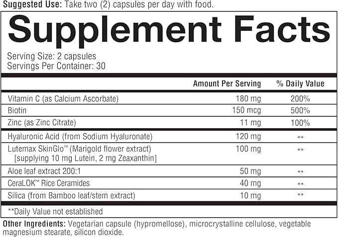 Youtheory Hyaluronic Plus - Hyaluronic Acid Supplement with Ceramides, Vitamin C, Biotin & More - Supports Healthy Skin* -...