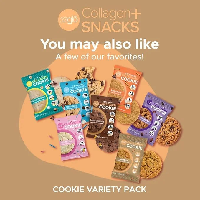 321glo Collagen Cookies | Soft Baked, High Protein Cookies | Low Carb, Low Sugar | Keto Snack for Women, Men, & Kids | 12 ...