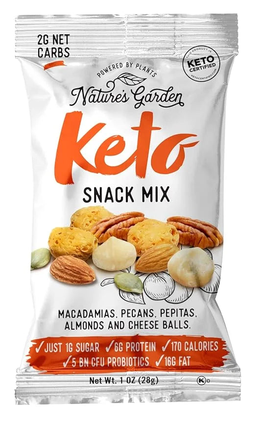 Nature’s Garden Keto Variety Snack Packs – Keto Snack Mix, Keto Deluxe Mix, Heart Healthy Nuts, Probiotic Cheese Balls, Mi...