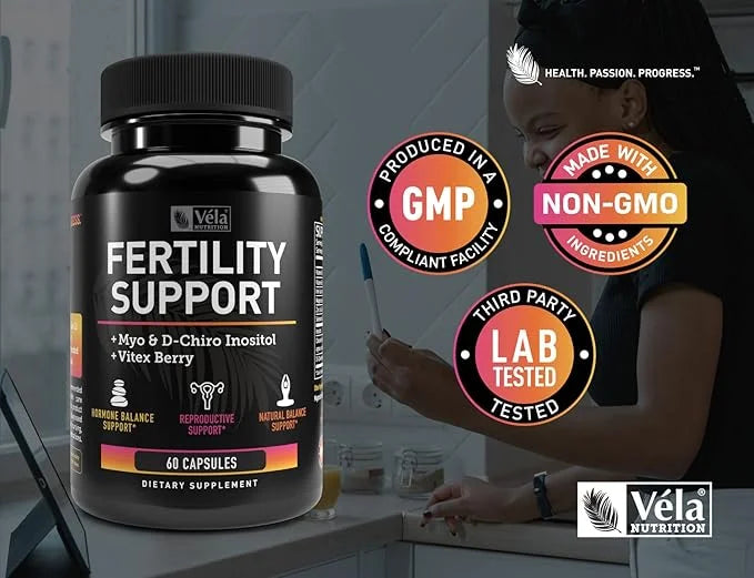 Vela Fertility Support Supplement | + Myo & D-Chiro Inositol + Vitex Berry | Reproductive Support, Hormonal & Ovarian Supp...