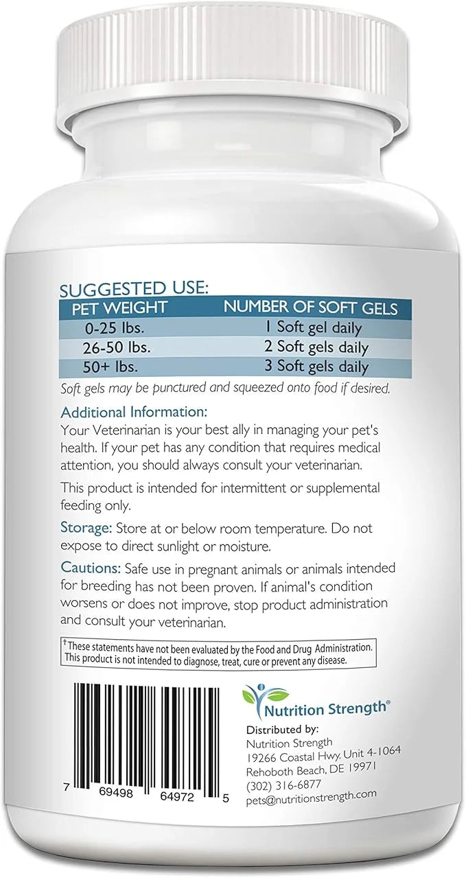 Omega 3 Fish Oil Soft Gels for Dogs with EPA & DHA Fatty Acids for Heart, Skin, Coat & Allergy Support, Hip & Joint & Arth...