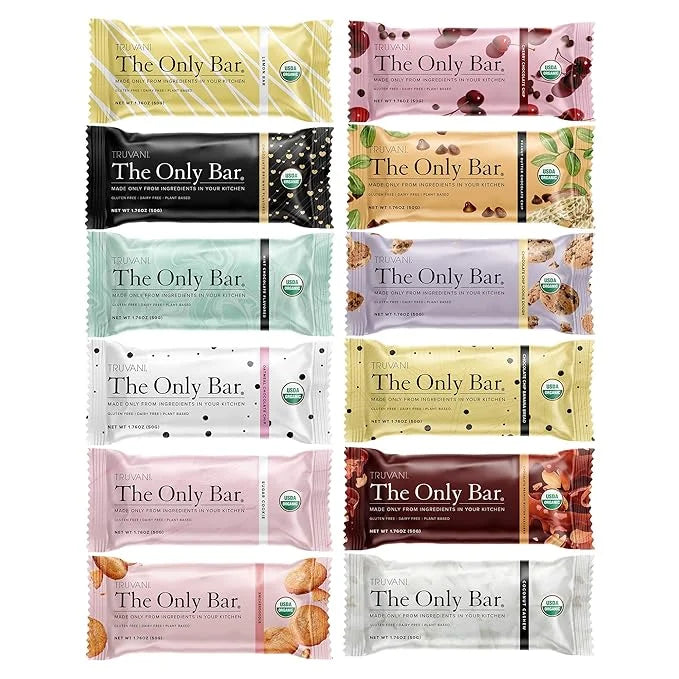 Truvani Plant Based Snack Bars | Variety 12 Pack | 5-8g Protein | USDA Organic and Vegan | The Only Bar | Dairy, Soy, and ...