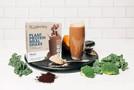 WonderSlim Plant Based Meal Replacement Shake, Mocha, 15g Protein, Keto Friendly & Low Carb, Low Sugar, Gluten, Soy, & Dai...