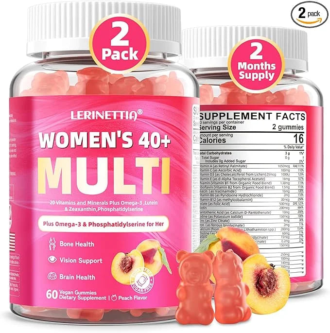 Multivitamin for Women Gummies for 40+ Omega-3,Niacinamide,B-Complex,Lutein,Iron,Choline, Phosphatidylserine,Vitamin D3 fo...