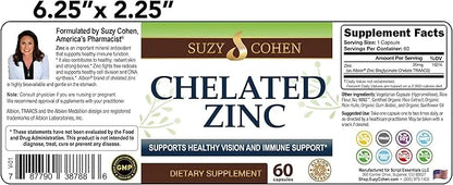 Suzy Cohen Chelated Zinc Supplements 60 Capsules