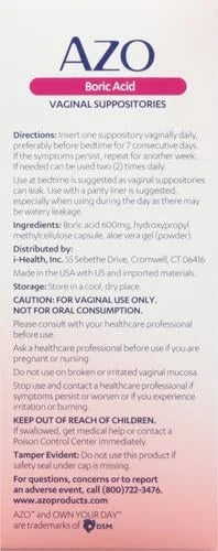 AZO Boric Acid Vaginal Suppositories, Helps 30 Count 2)