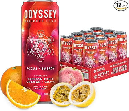 Odyssey Elixir Sparkling Adaptogen Drink, Low 12 Fl 12 Pack