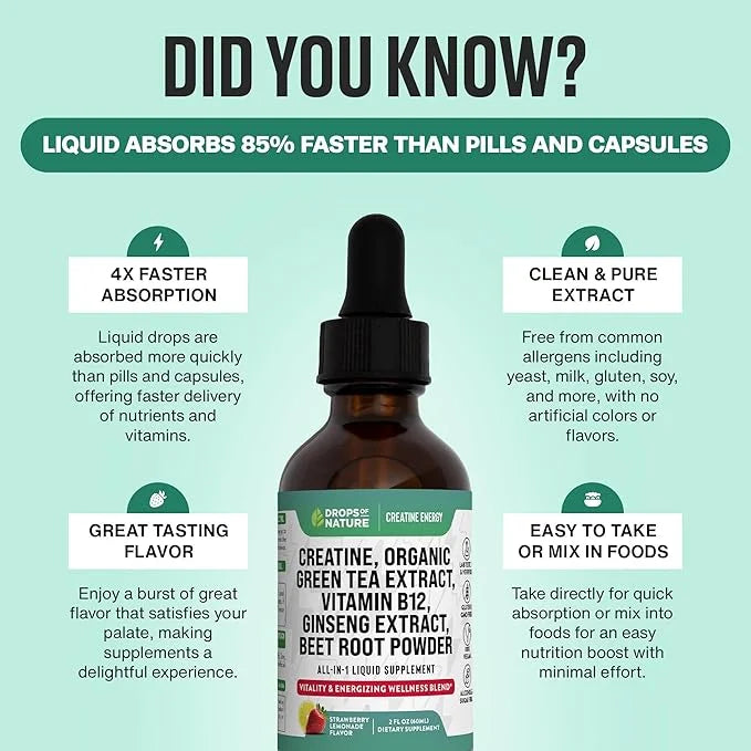 Creatine Monohydrate and Vitamin B12 Drops 60mL)