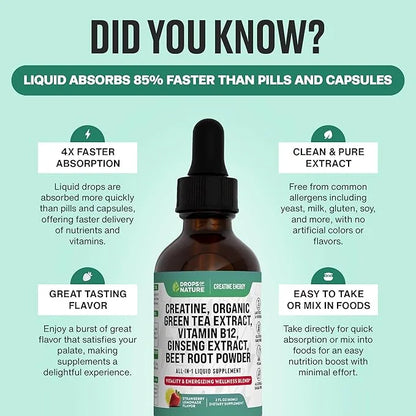 Creatine Monohydrate and Vitamin B12 Drops 60mL)