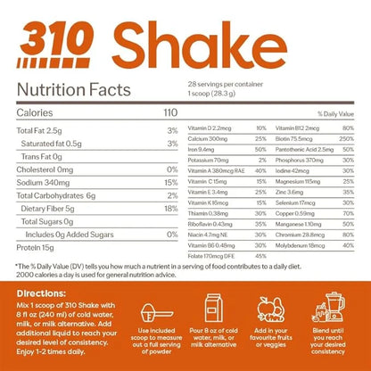 310 Nutrition All-In-One Meal Replacement Shake - Fiber-Rich Vegan Blend with Natural Sweeteners - Low Carb, Keto & Paleo ...