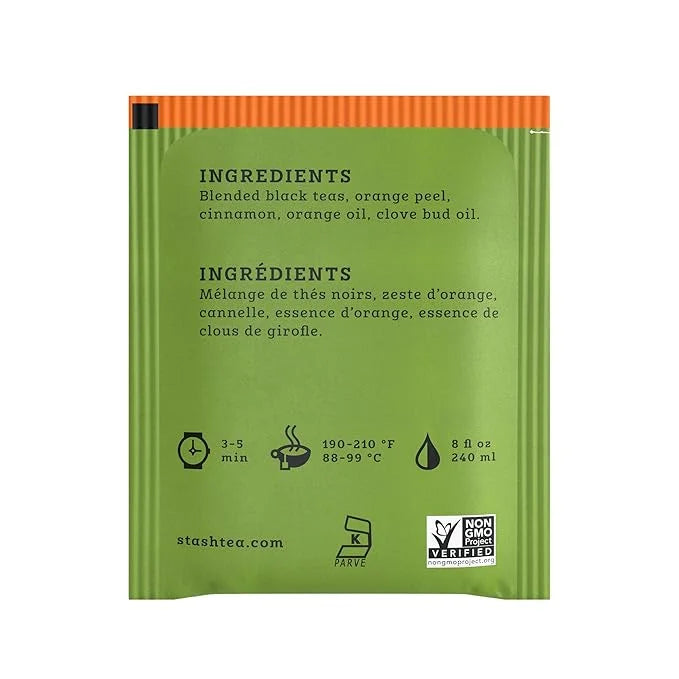 Stash Tea Orange Spice Black Tea - Caffeinated, Non-GMO Project Verified Premium Tea with No Artificial Ingredients, 30 Co...