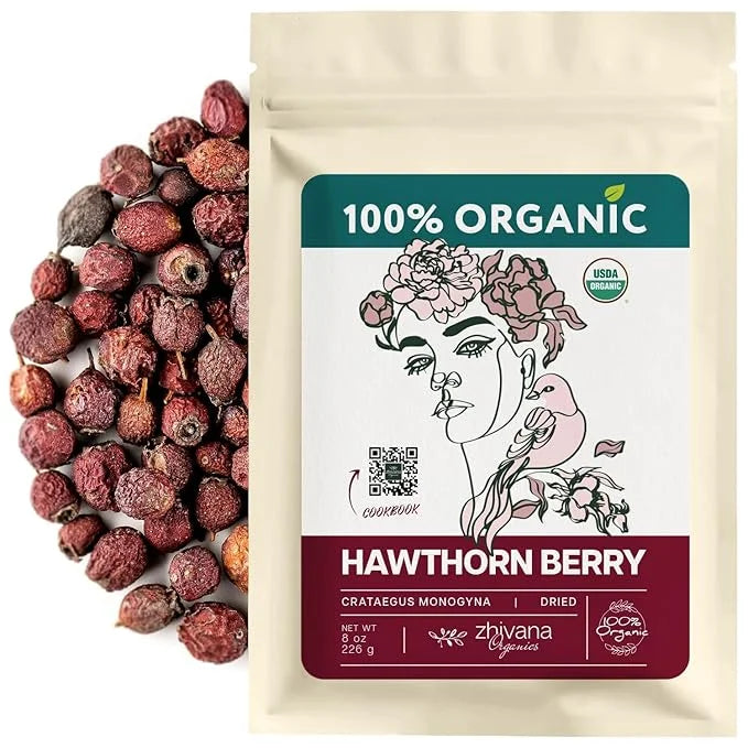 Hawthorn Berry Tea Organic (8 oz.) - Dried Hawthorne Berries - Hawthorn Tea for Blood Pressure Balance - Herbal Remedy for...