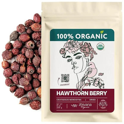 Hawthorn Berry Tea Organic (8 oz.) - Dried Hawthorne Berries - Hawthorn Tea for Blood Pressure Balance - Herbal Remedy for...
