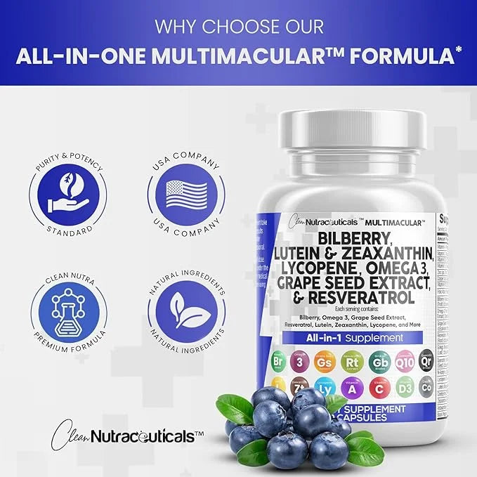 Eye Health Vitamins with Bilberry 6000mg 40mg Lycopene 40mg Resveratrol 3000mg Grape 6000mg Omega 3 4000mg 4000mg Astaxant...