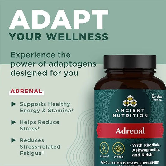 Adrenal Support with Ashwagandha Supplement by Ancient Nutrition, Helps Reduce Stress & Fatigue, Paleo and Keto Friendly, ...