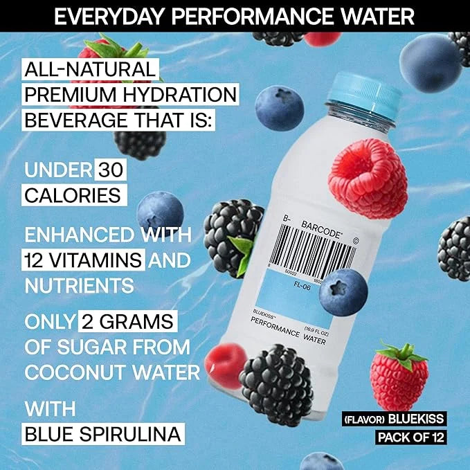 Barcode with Electrolytes, BLUEKISS (12 Pack) - Premium Hydration, No Added Sugar - Adaptogen-Powered Plant-Based Beverage...