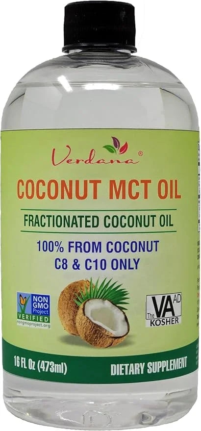 Verdana Coconut MCT Oil, Fractionated, Genuine 100% Coconut Derived, Kosher Food Grade, Vegan, Non-GMO, Great for Keto and...